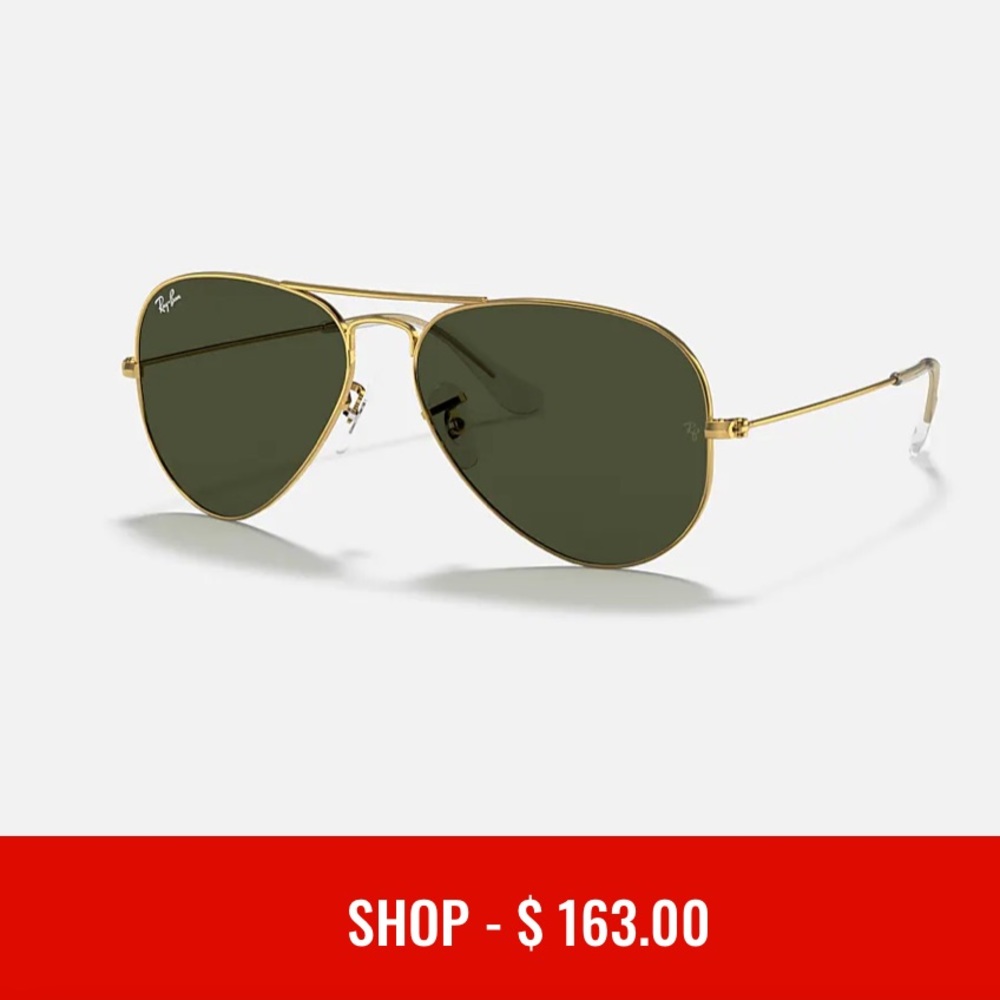 Green lens gold frame Ray Bans great condition
